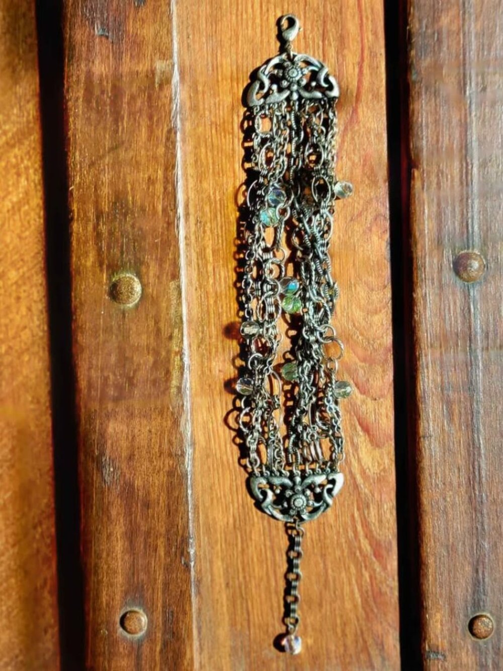 VTG Avon Multi Chain Multi Strand Beaded Charm Bracelet